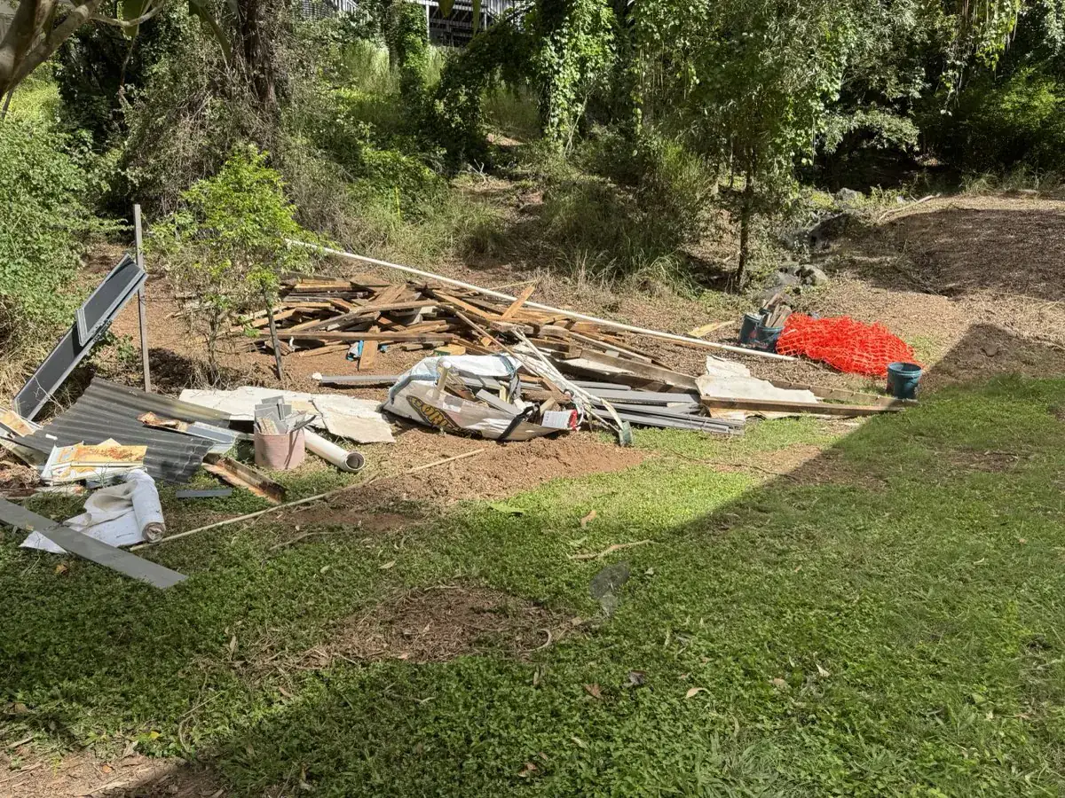 Green waste pile from a Gold Coast garden cleanout